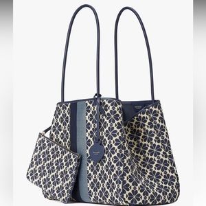 Kate Spade- Flower Jacquard Stripe Everything Large Tote
